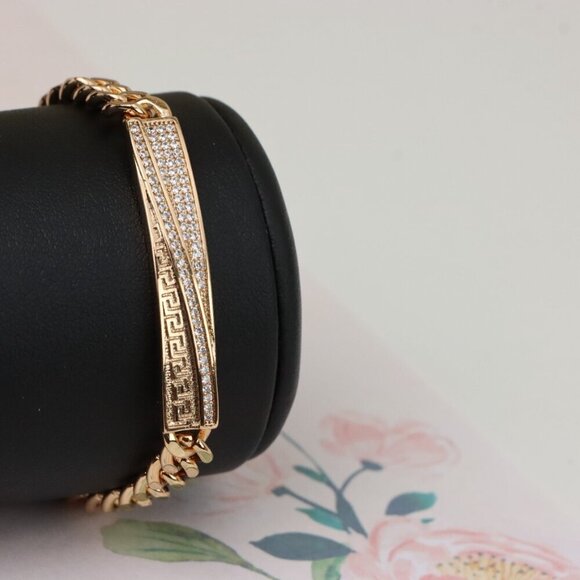 "Rose Gold Plated Chain Bracelet with Sparkling Bar Accent, XPBL0917 - Picture 8 of 11